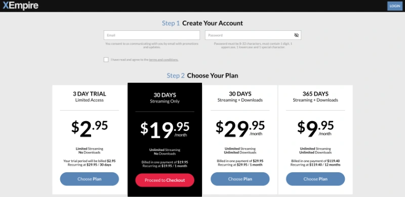 Screenshot Signup XEmpire