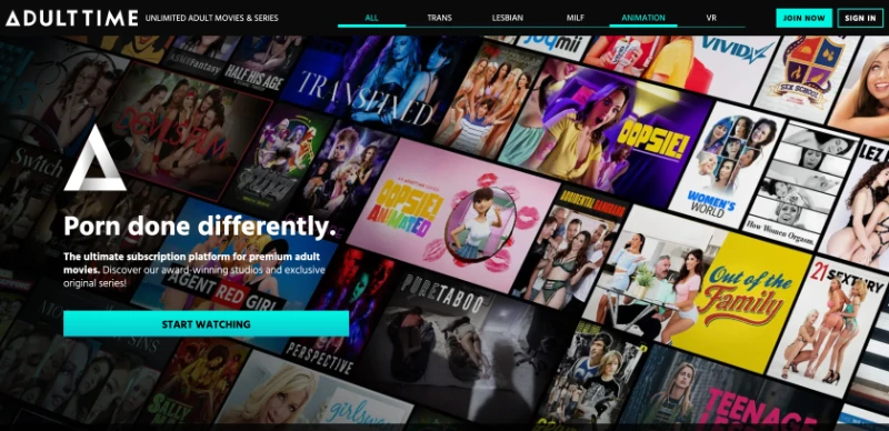 Screenshot Homepage AdultTime