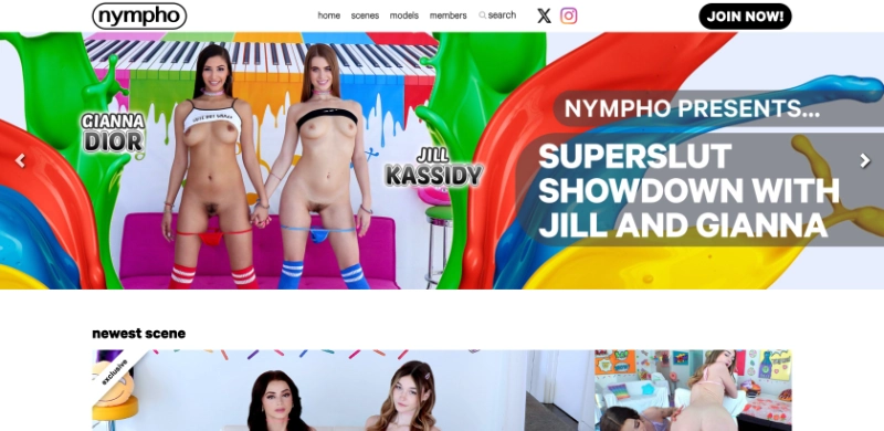 Screenshot Homepage Nympho