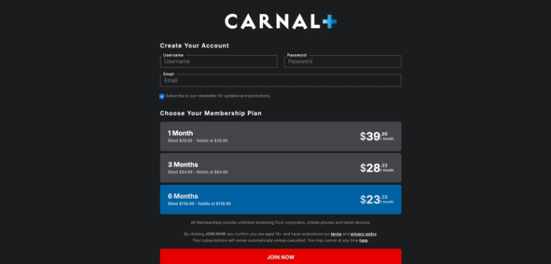 Screenshot Signup Carnal+