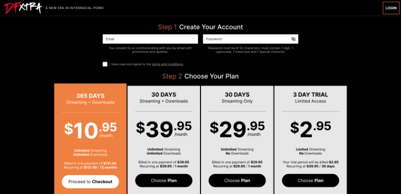 Screenshot Signup DFXTRA