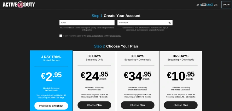 Screenshot Signup ActiveDuty