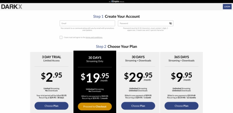Screenshot Homepage DarkX