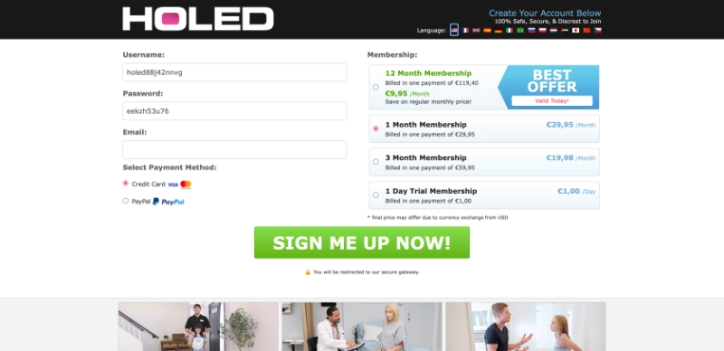 Screenshot Signup Holed