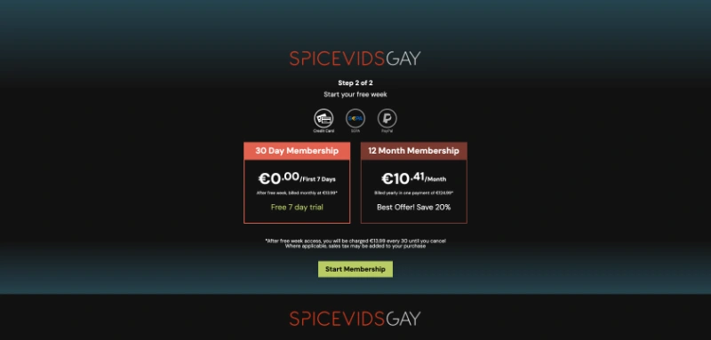 Screenshot Signup SpicevidsGay
