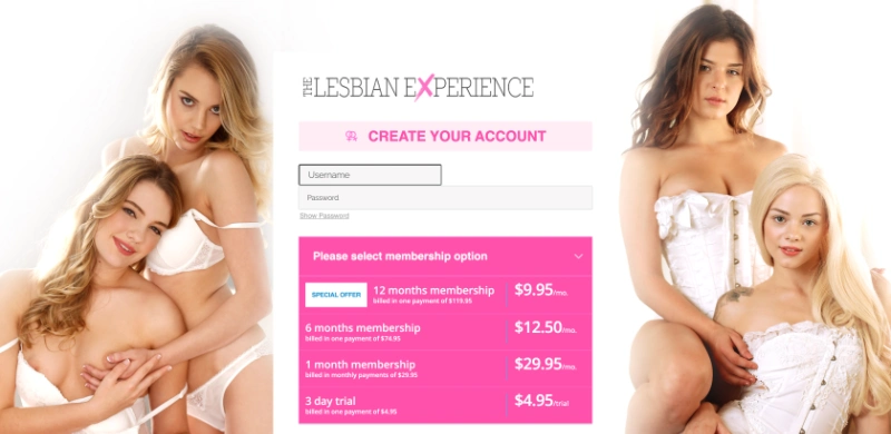 Screenshot Signup TheLesbianExperience