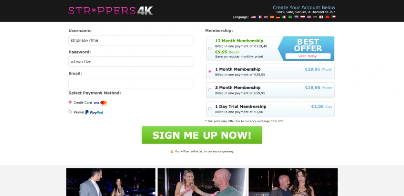 Screenshot Signup Strippers4K