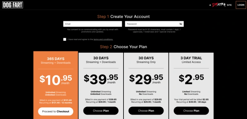 Screenshot Signup DogFart