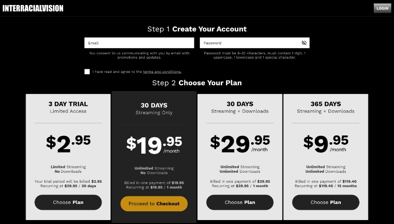 Screenshot Signup InterracialVision