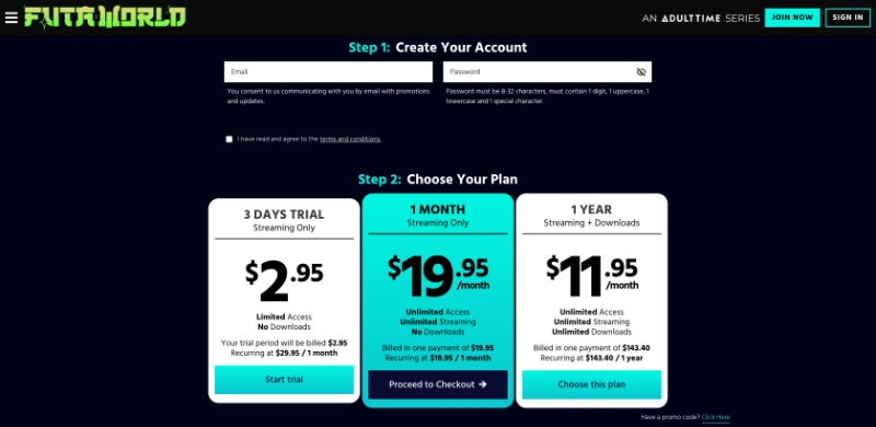 Screenshot Signup FutaWorld
