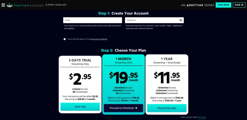 Screenshot Signup NuruMassage