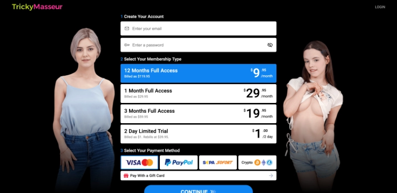Screenshot Signup TrickyMasseur