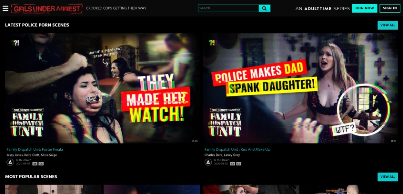 Screenshot Homepage GirlsUnderArrest