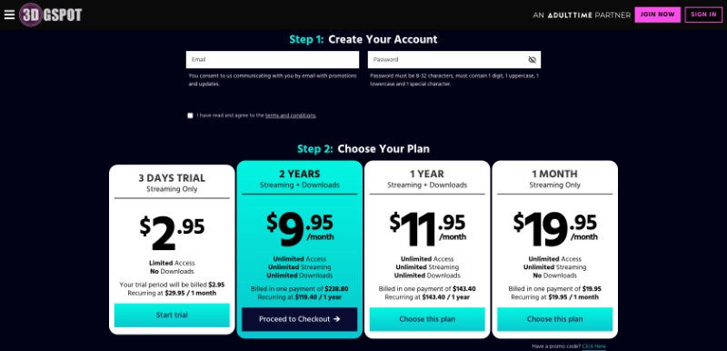 Screenshot Signup 3DGspot