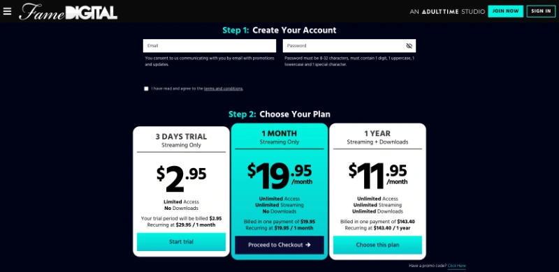 Screenshot Signup FameDigital