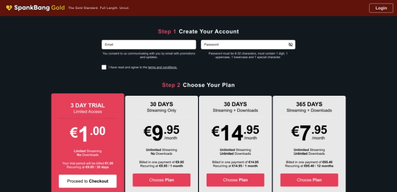 Screenshot Signup SpankBangGold