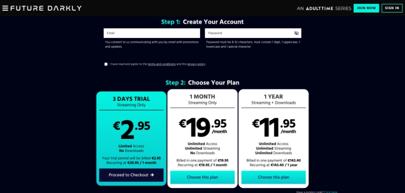 Screenshot Signup FutureDarkly