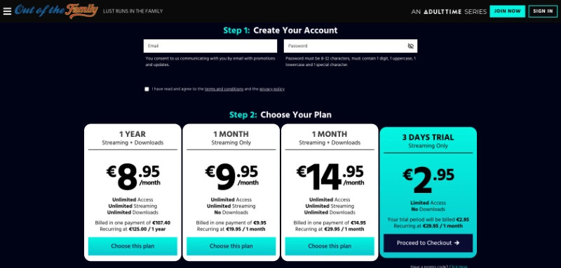 Screenshot Signup OutOfTheFamily